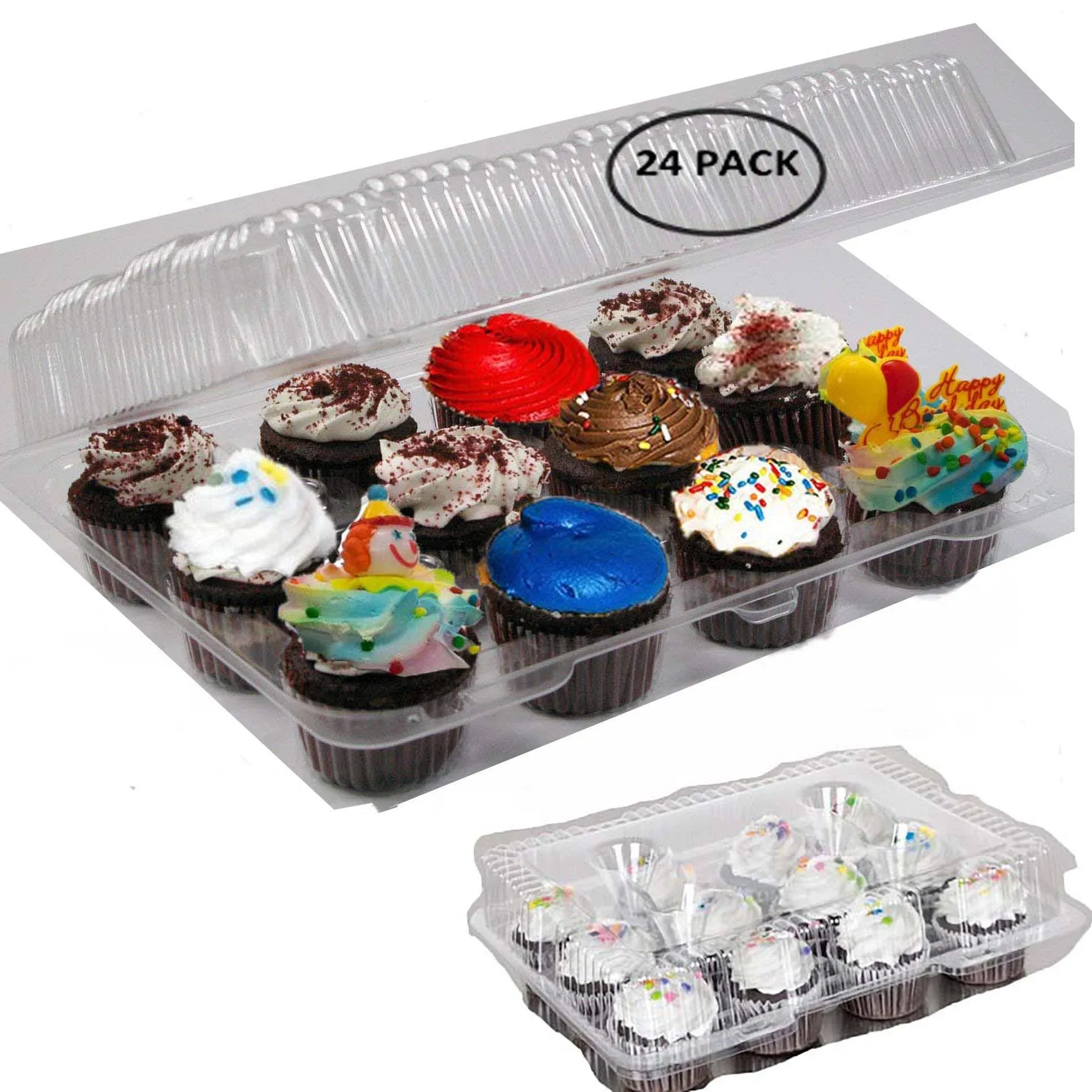 case from 24 cupcake boxes 12 Compartment Cupcake Container with Hinged Lid Clear 24 cupcake containers plastic disposable 12 Cavity Cupcake Container 12 Cupcake boxes disposable Dozen cupcake