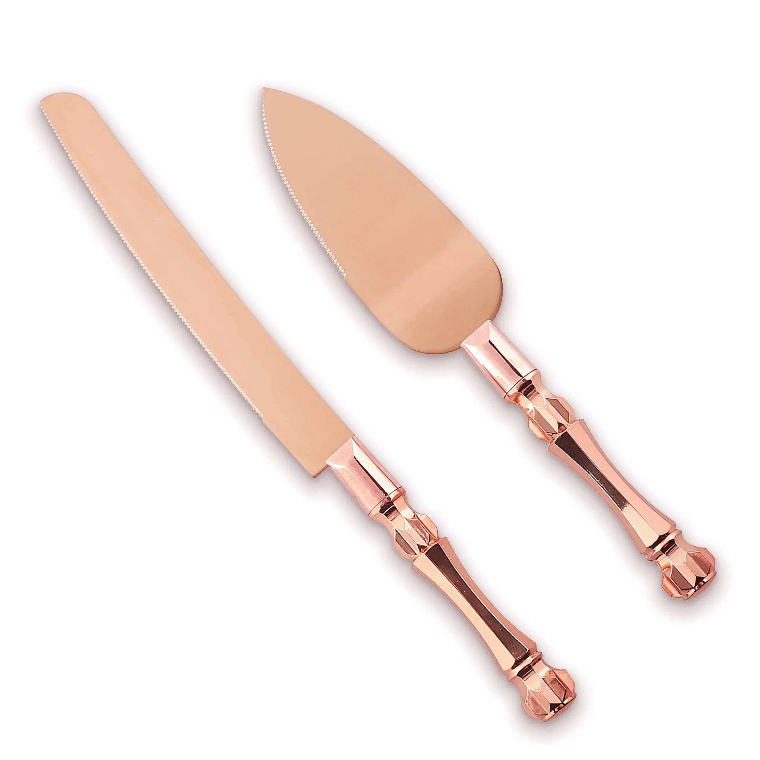 Homi Styles Wedding Cake Knife and Server Set, Rose Gold Color Premium 420 Steel