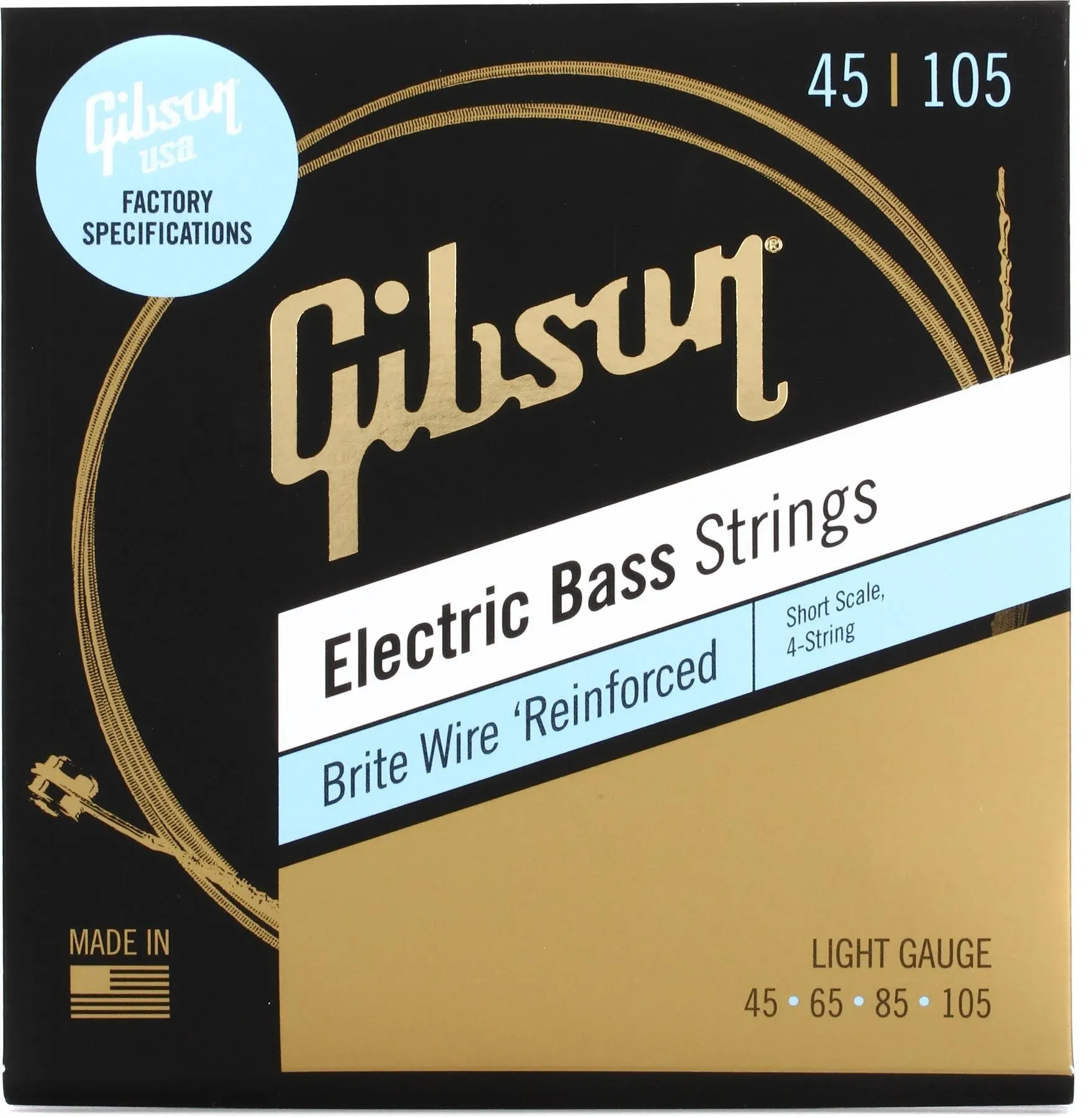 Gibson Brite Wire Electric Bass Strings, Short Scale - Light Gauge