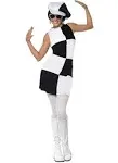 Smiffys Women 60s Party Girl Costume,Black & White,M - US Size 10-12