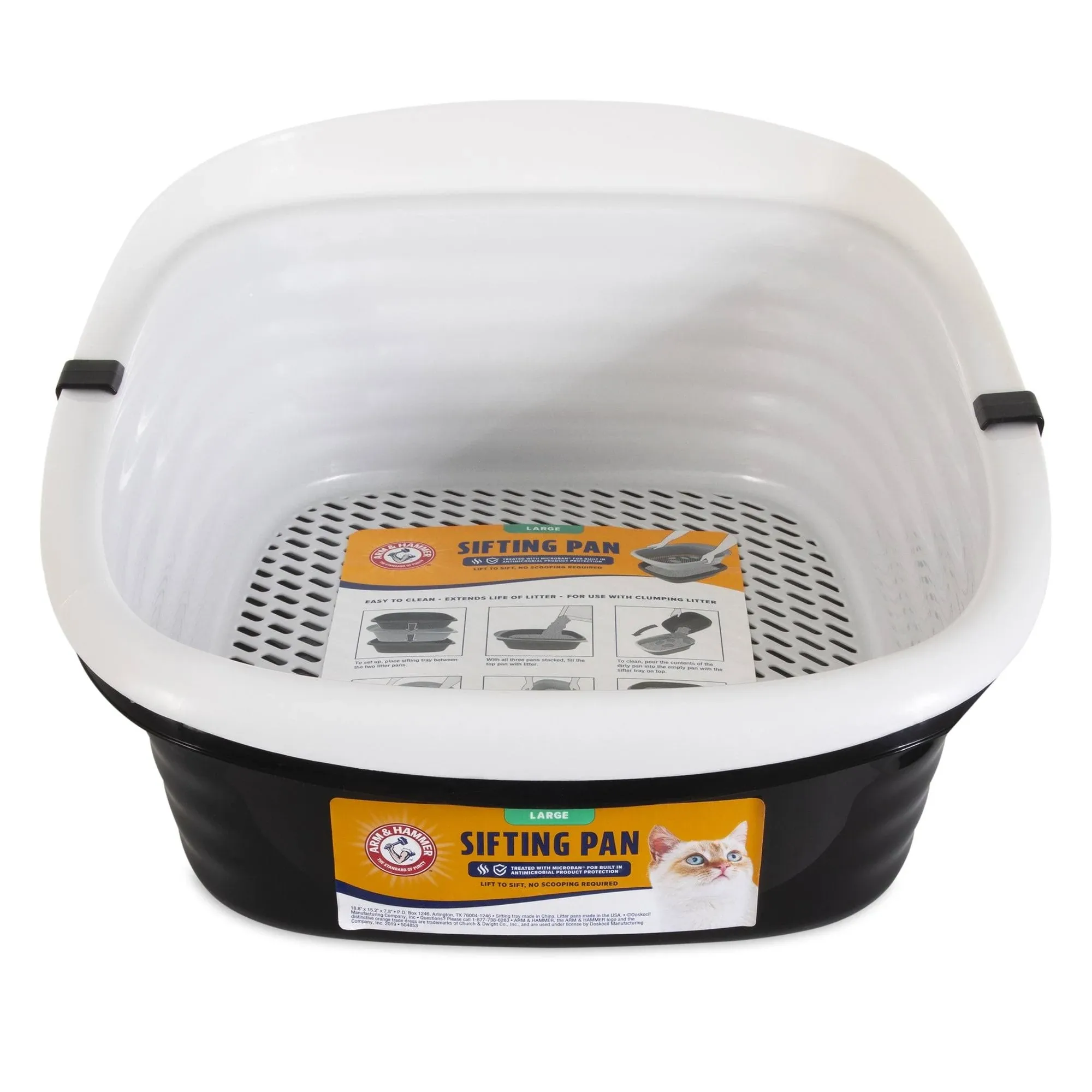 Arm & Hammer Large Sifting Litter Box Scoop Free Cat Litter Tray with Microban