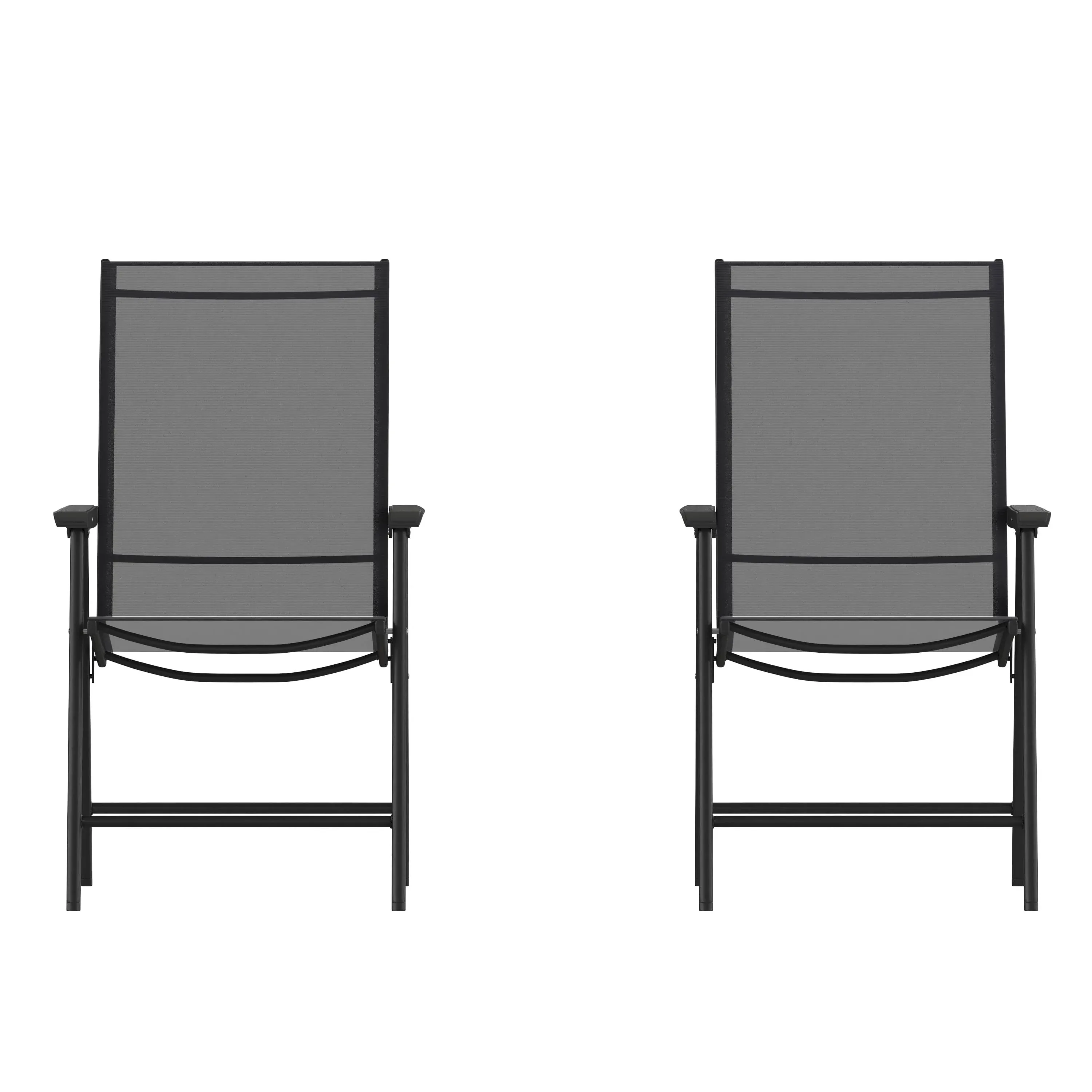 Portable Patio Dining Chairs with High-Strength Metal Frame - Set of 4 Black