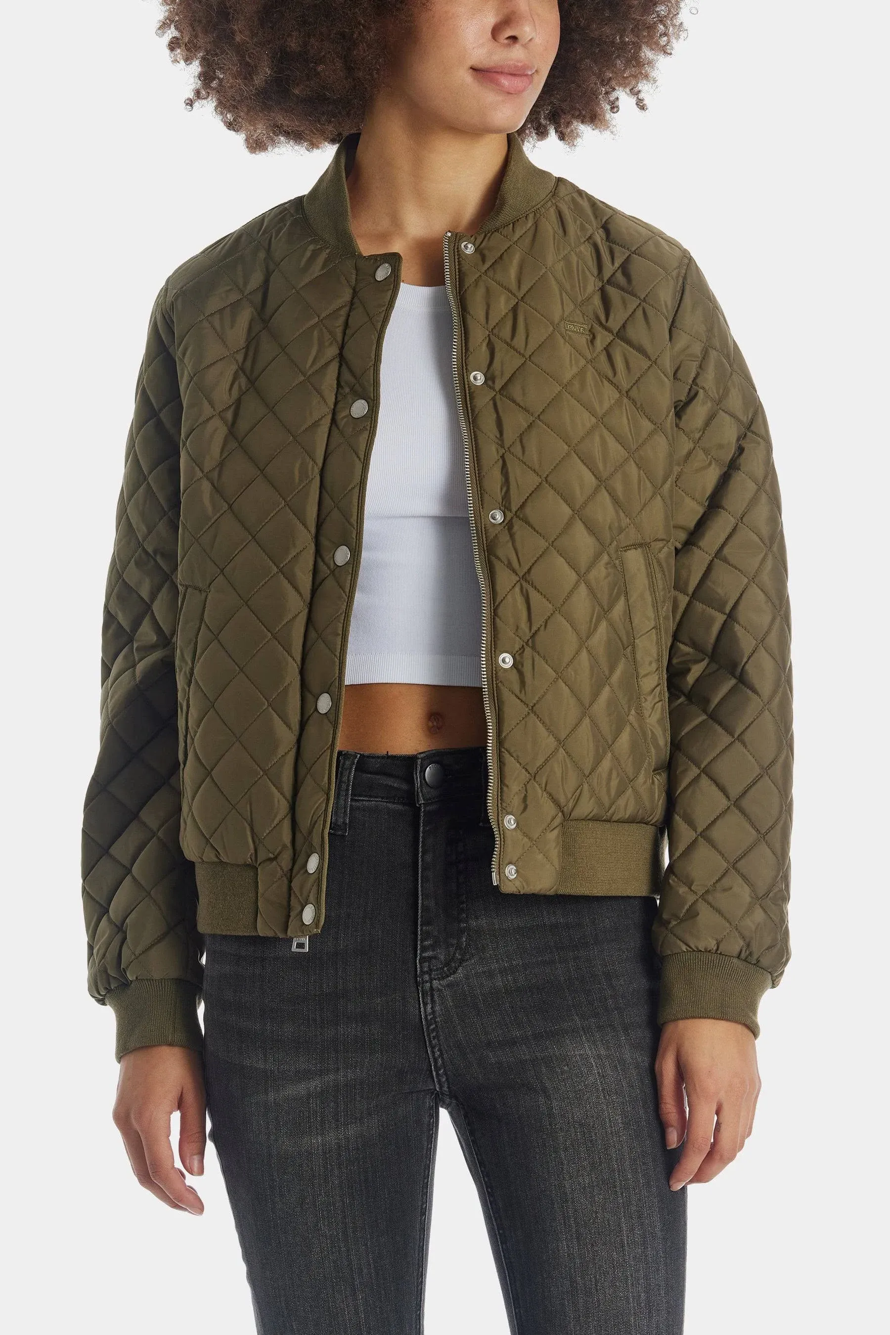 Levi's Women's Diamond Quilted Bomber Jacket with Front Pockets-Regular & Plus Sizes