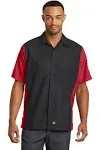 Red Kap SY20 Short Sleeve Ripstop Crew Shirt Black/ Red M