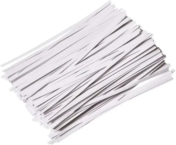 1000 Pcs 6&#034; Paper White Twist Ties Reusable Bread Ties For Party Cello Candy Cof