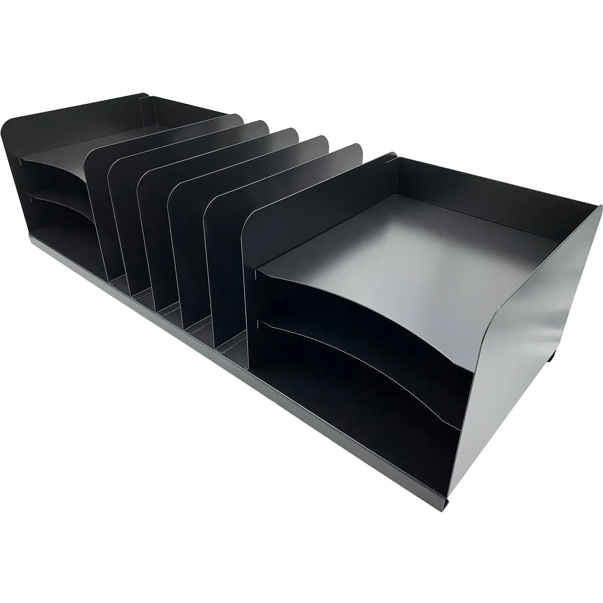 Huron Vertical/Horizontal Combo Desk Organizer - 11 Compartment(s) - 8&quot; Height x 30&quot; Width x 11&quot; Depth - Durable - Black - Steel