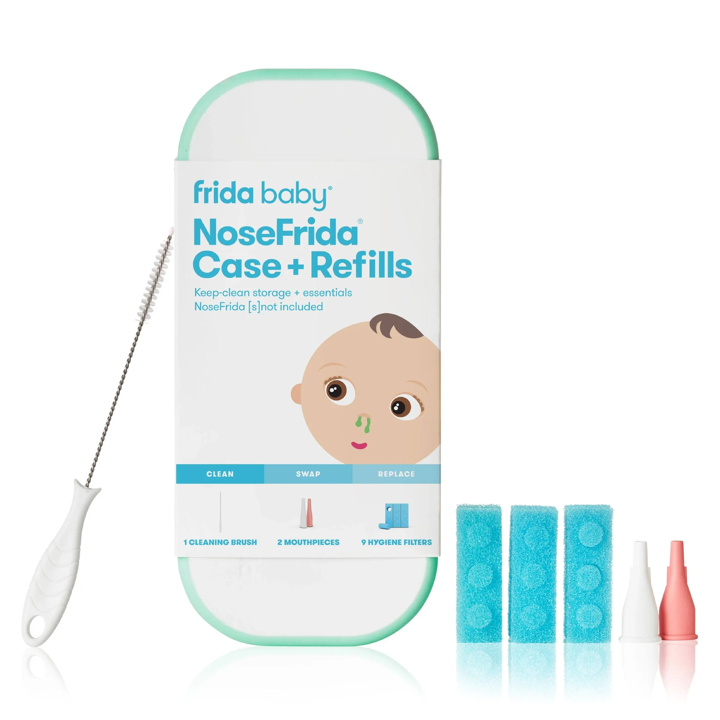 Frida Baby NoseFrida Aspirator Carrying Case and Refills, Kids Decongestion and Cold Relief, 3 Pieces