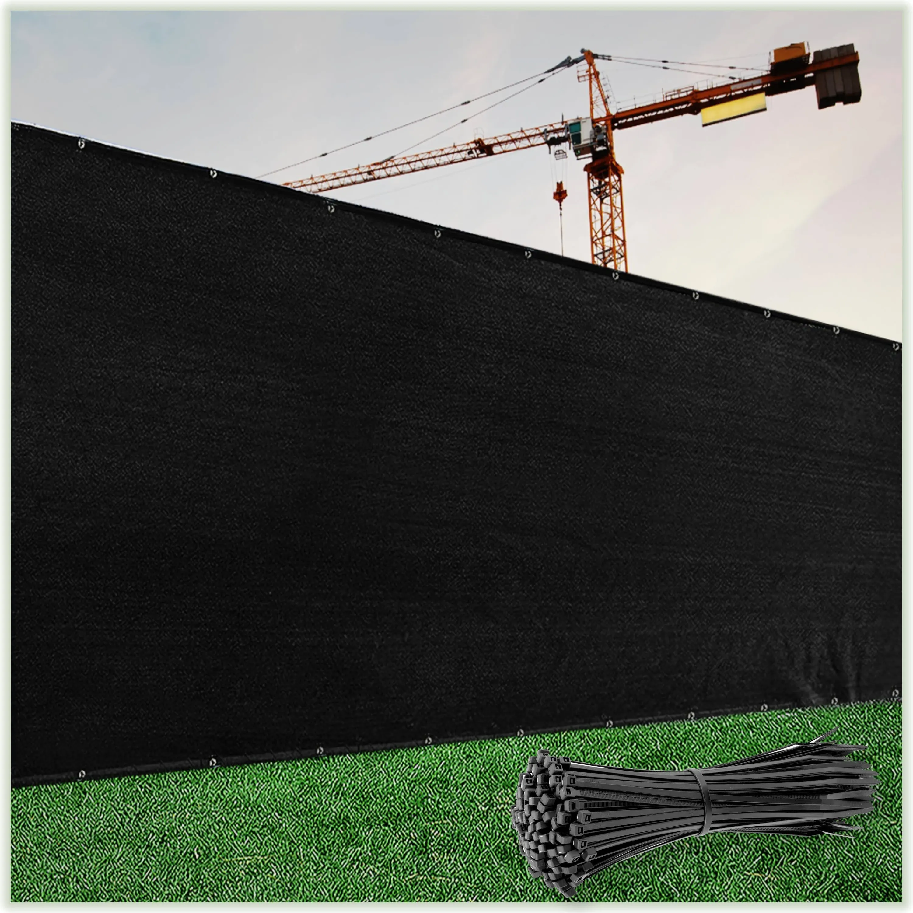 ColourTree 8-ft H x 50-ft W Black HDPE Chain Link Fence Screen