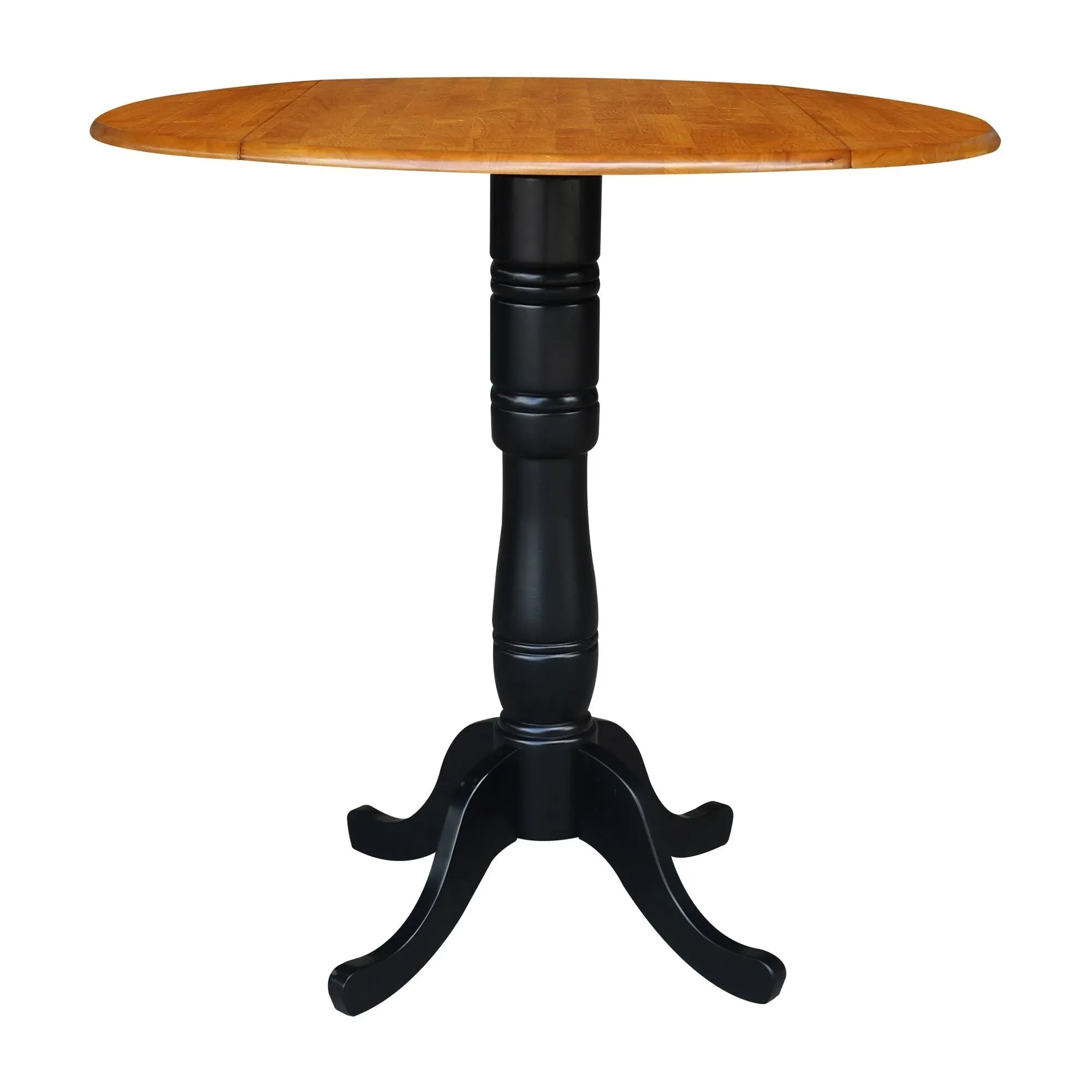 International Concepts - 42  Round Dual Drop Leaf Ped Table - 41.5 H in Black / Cherry Finish - K57-42DPT-6B-2