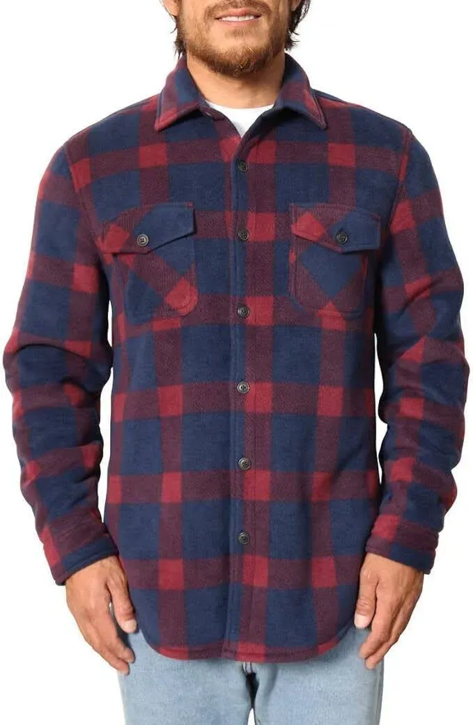 Freedom Foundry Men's Plaid Fleece Super Plush Sherpa Lined Jacket