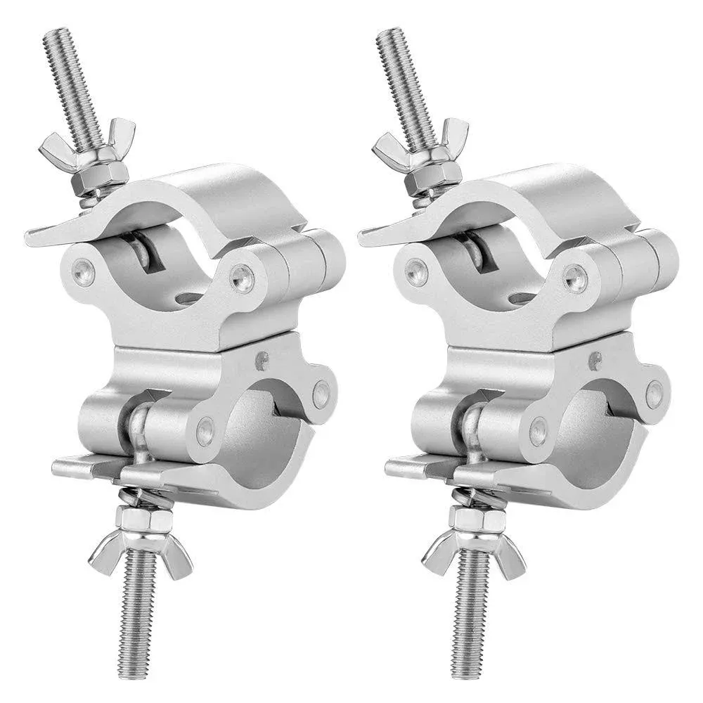 2 Inch Pro-Swivel Truss Clamp TUV, 2 Pack Eyeshot Heavy Duty 1100lb Swivel Coupler Truss Clamps, Dual Head Turn As Needed Two 360 Degree Lighting Clamps, Fit Pipe/Truss OD 48-52mm