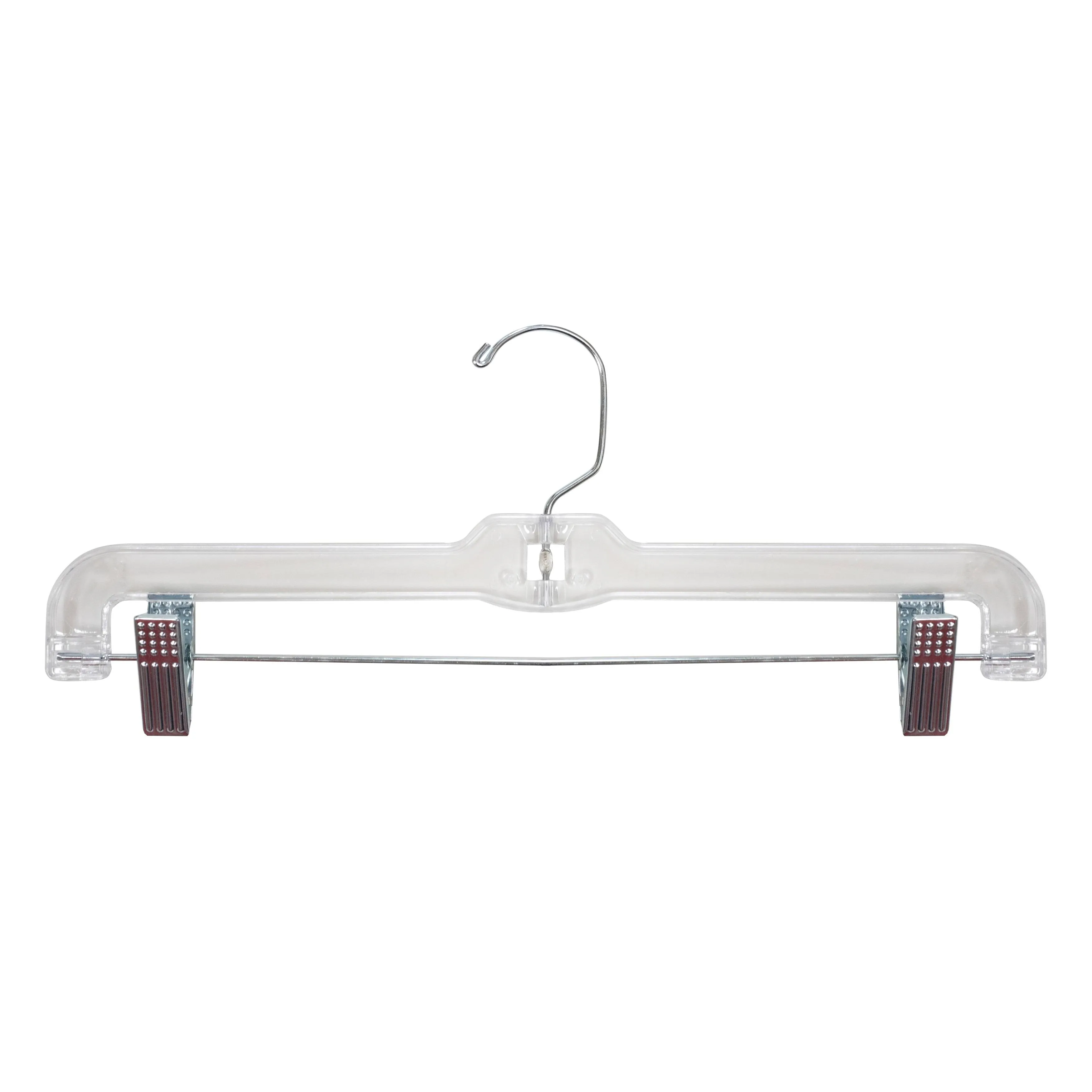 NAHANCO #600RCLH 14" Clear Heavy Weight Plastic Skirt/Pant Hangers with Long Hook and Chrome Hook (Pack of 100)