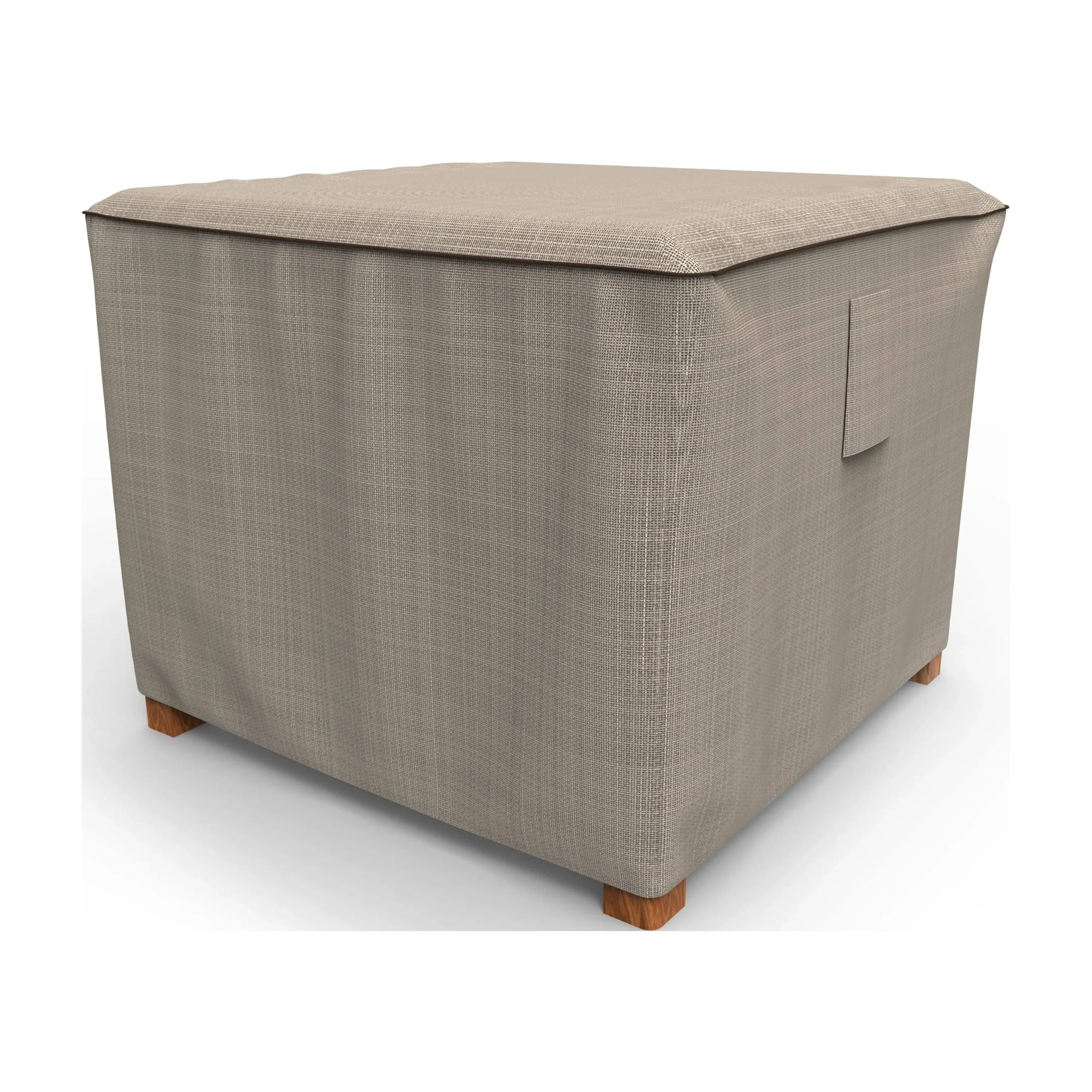 Budge Small Tan Tweed Patio Table/Ottoman Cover, English Garden, Beige