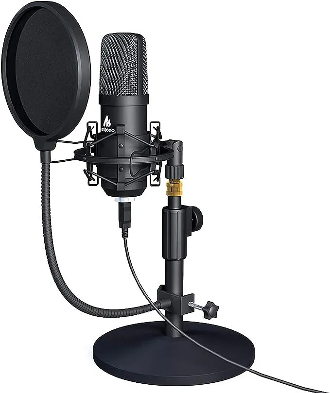 USB Microphone, MAONO 192KHZ/24Bit Plug & Play PC Computer Podcast Condenser Cardioid Metal Mic Kit with Professional Sound Chipset for Recording, Gaming, Singing, YouTube (AU-A04)