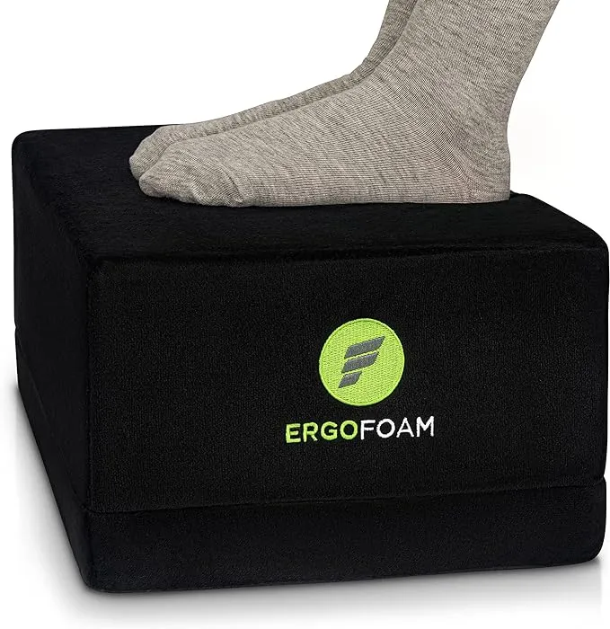 ErgoFoam XL Foot Rest for Under Desk at Work For Stools & High Chairs Chiropractor-Endorsed 2in1 Adjustable Under Desk Footrest Ergonomic High-Density Compression-Resistant Foam Nonslip Desk Foot Rest