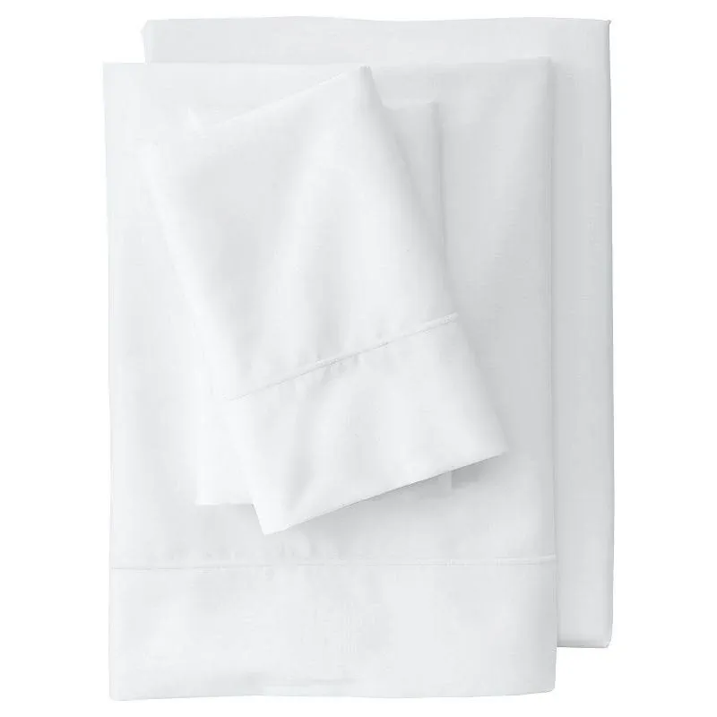 Lands' End 400 Thread Count Premium Supima Cotton No Iron Sateen Sheet Set, White, kg PC 2pk