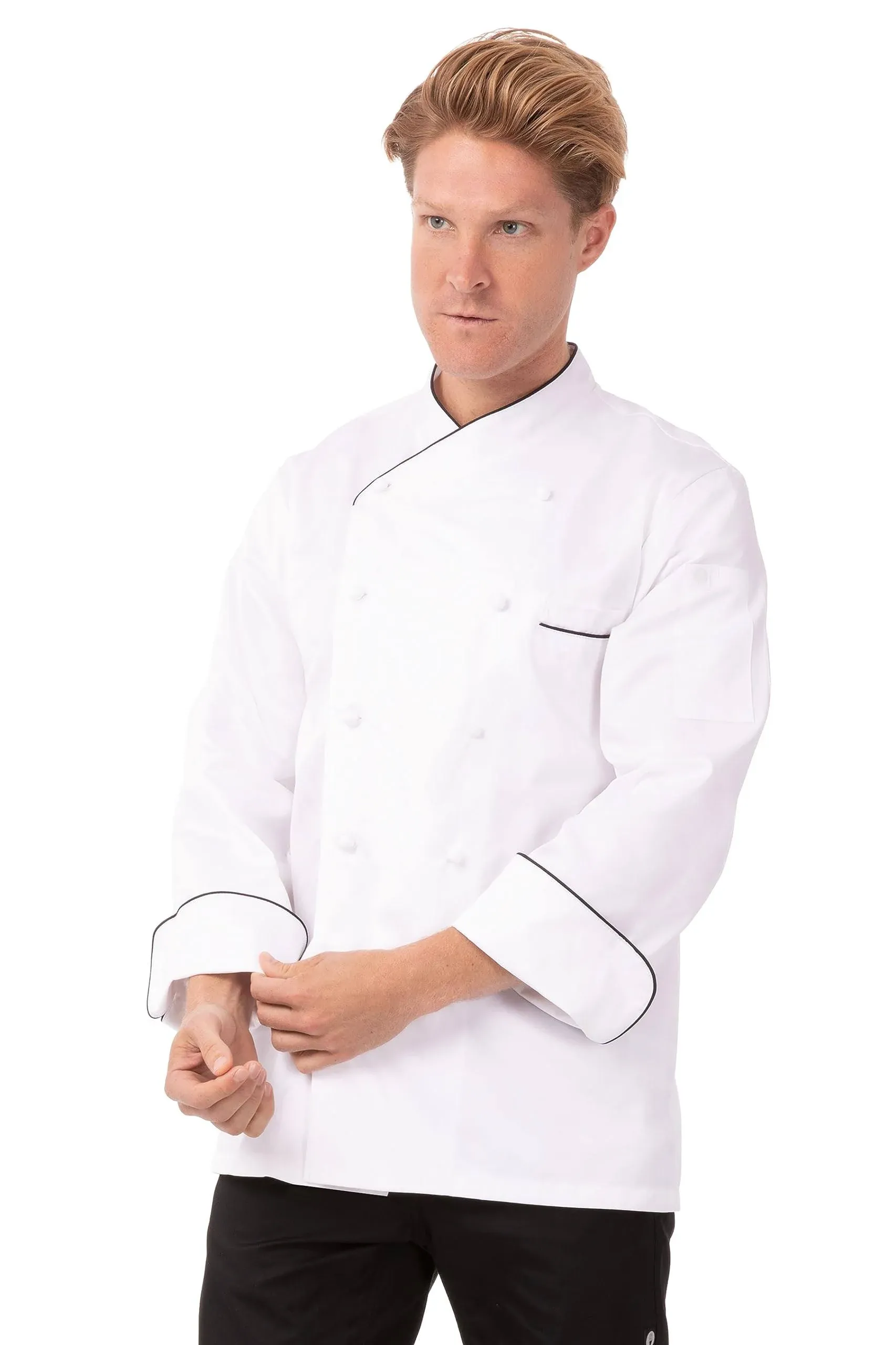 Men&#039;s Monte Carlo Premium Cotton Chef Coat ECCB White Size 44 NWT