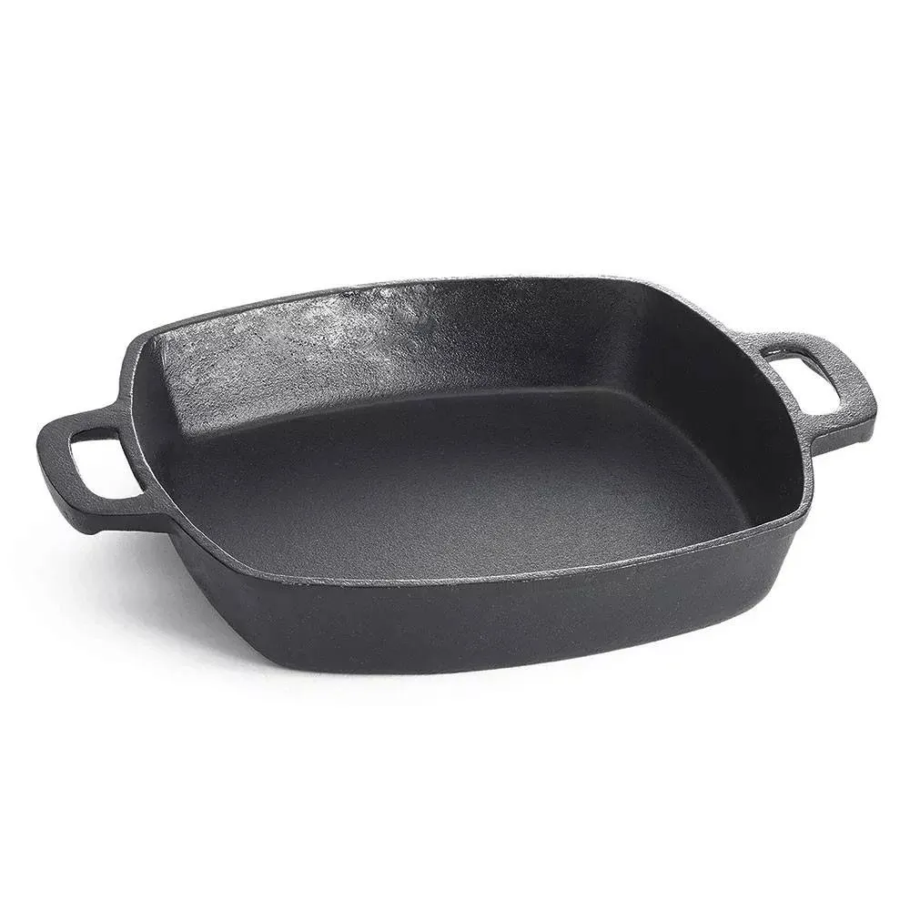 Tablecraft CW30114 Cast Iron Square Fry Pan, 2 Quart, Black