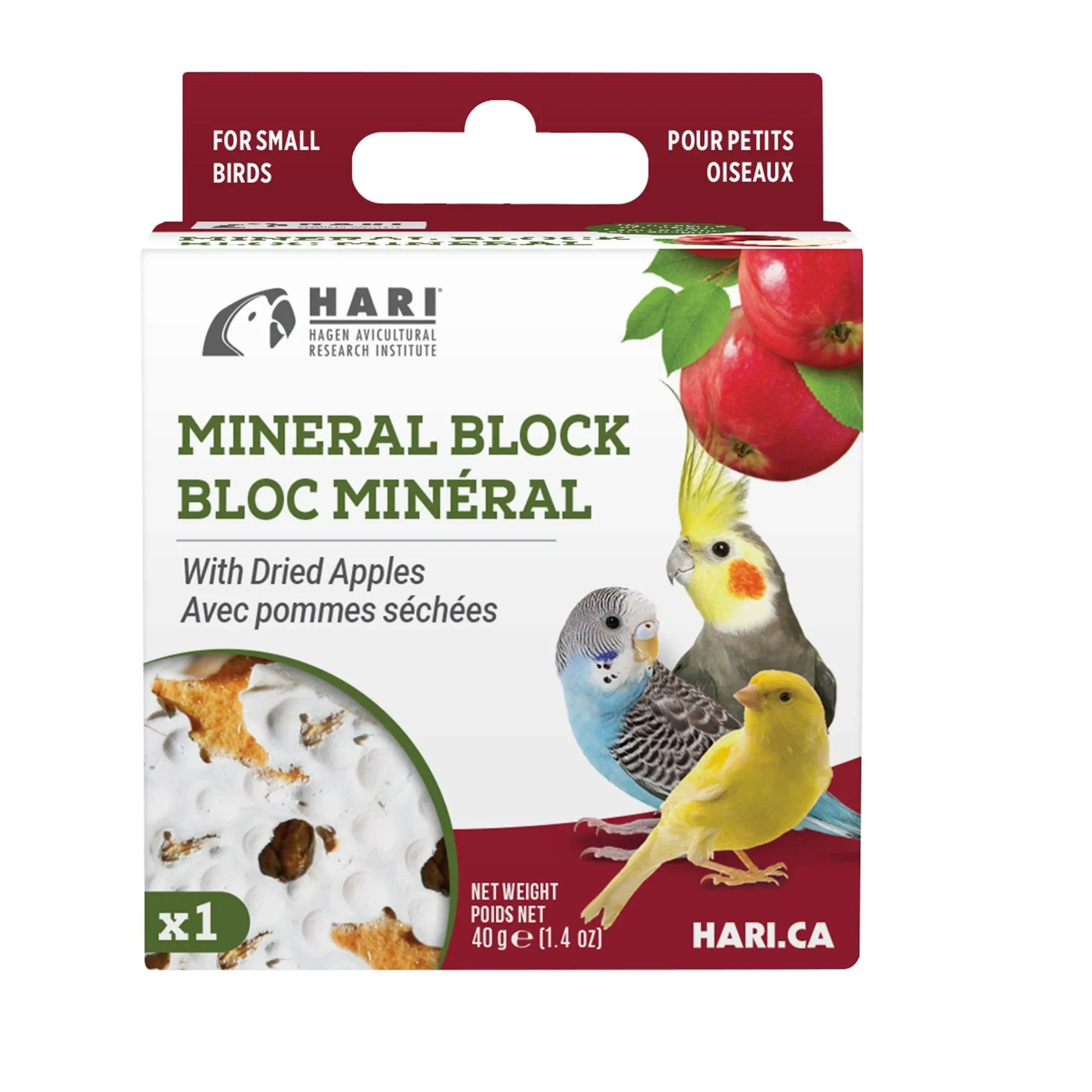 HARI Dried Apple Mineral Block for Small Birds