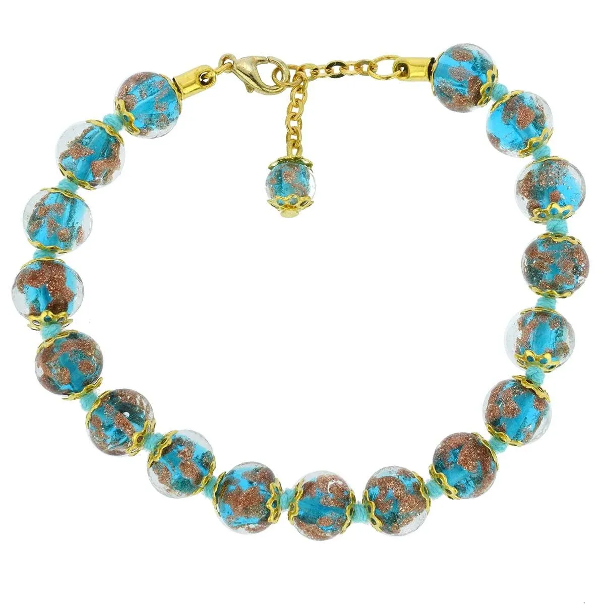 Murano Glass Sommerso Bracelet - Teal Blue