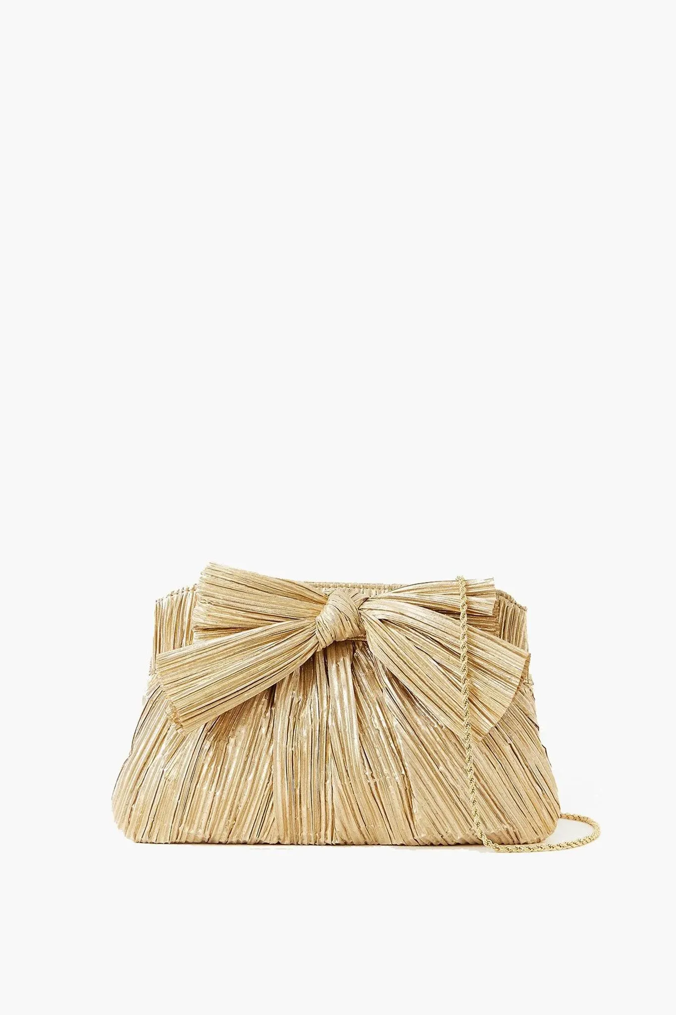 Loeffler Randall Rayne Pleated Bow Gold Clutch