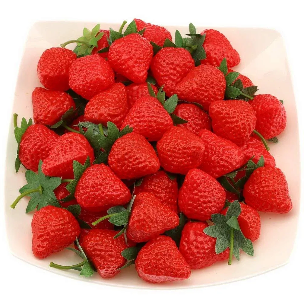 Gresorth 30pcs Artificial Lifelike Red Strawberry Decoration Fake Fruit for Home ...