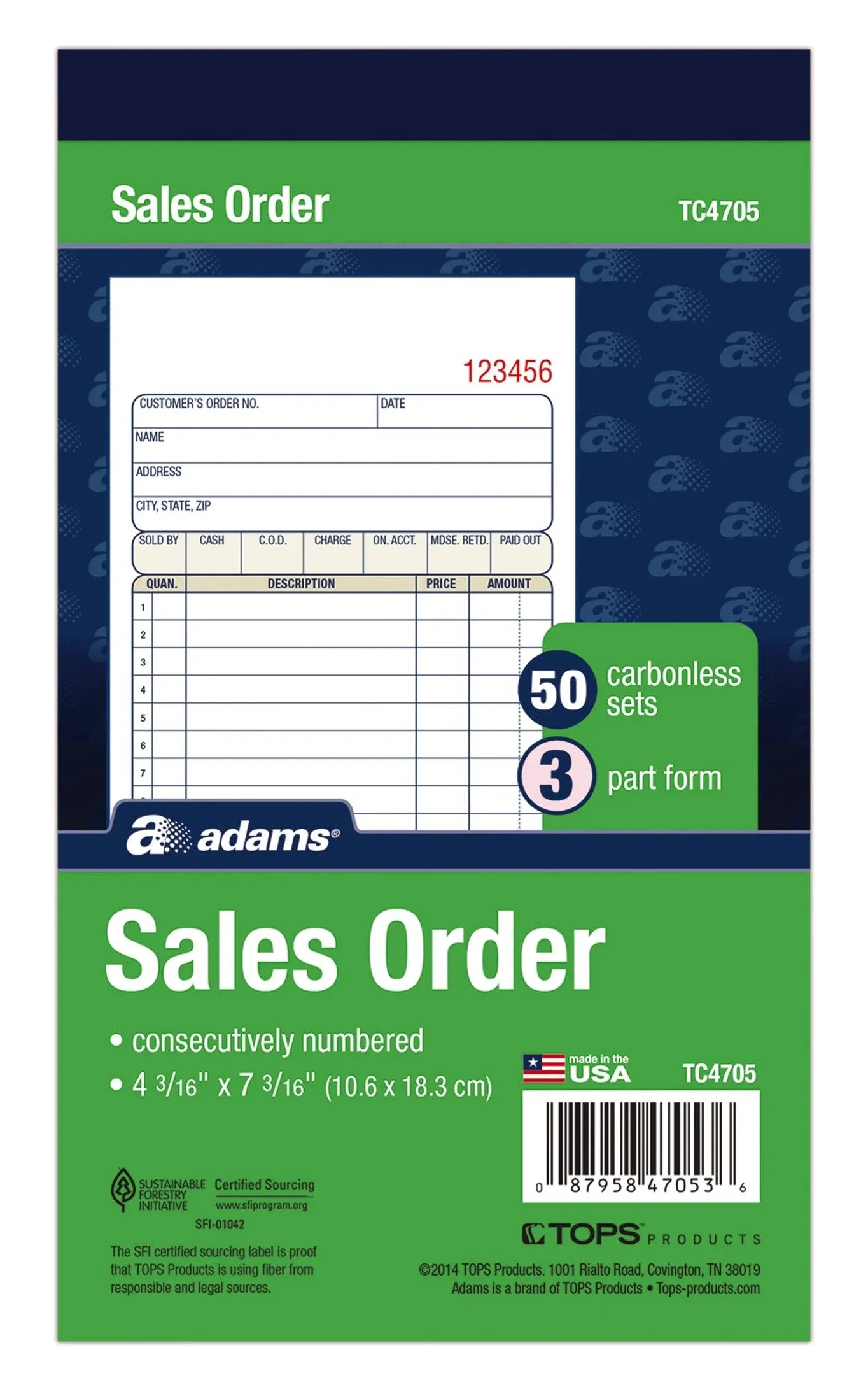 Adams Carbonless Sales Order Book