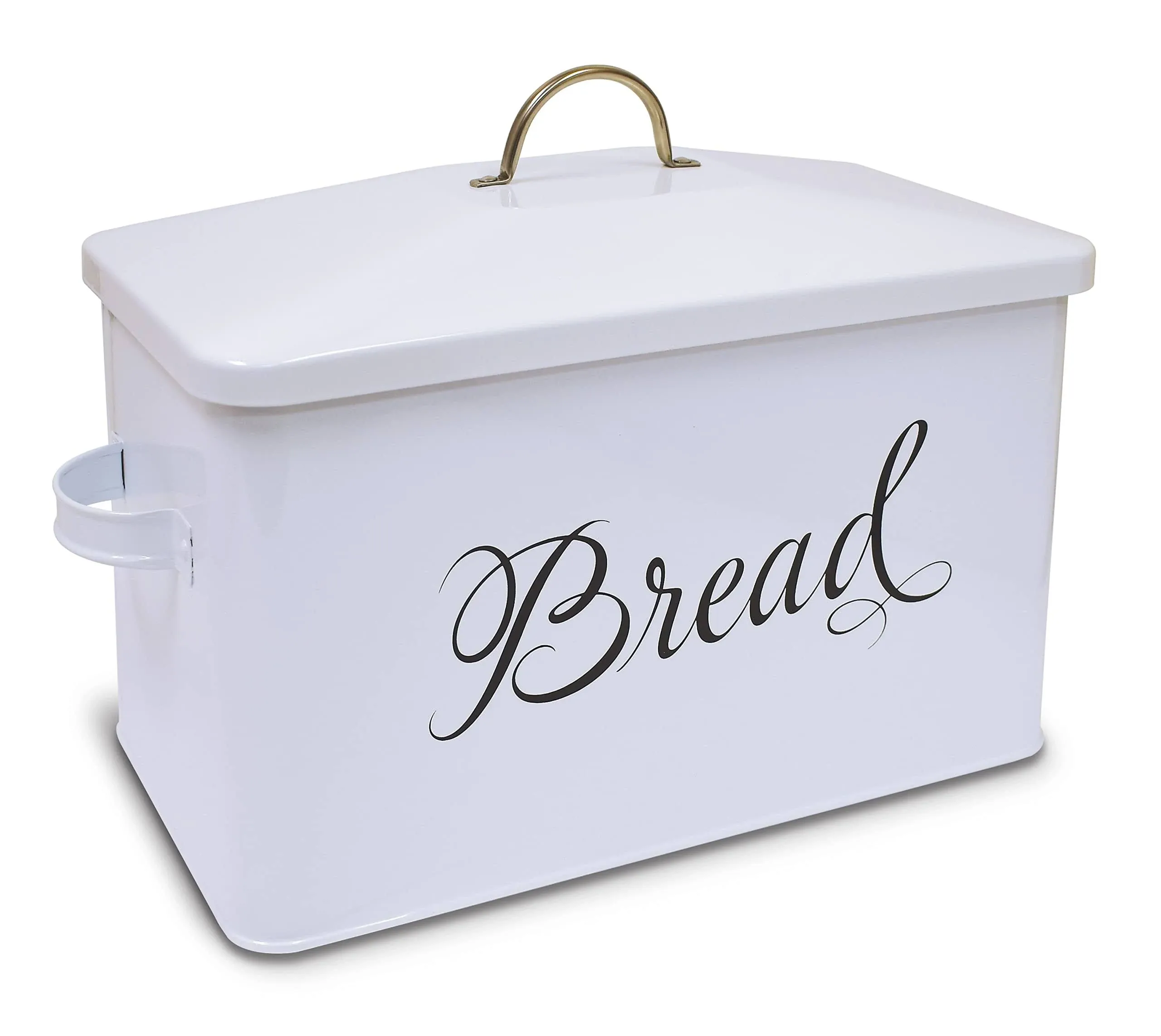  Classic Metal Bread Box with Side Handles, Large Capacity (2 Bread Loaves), 