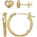 Children's 14K Yellow Gold Hoop and Heart Earring