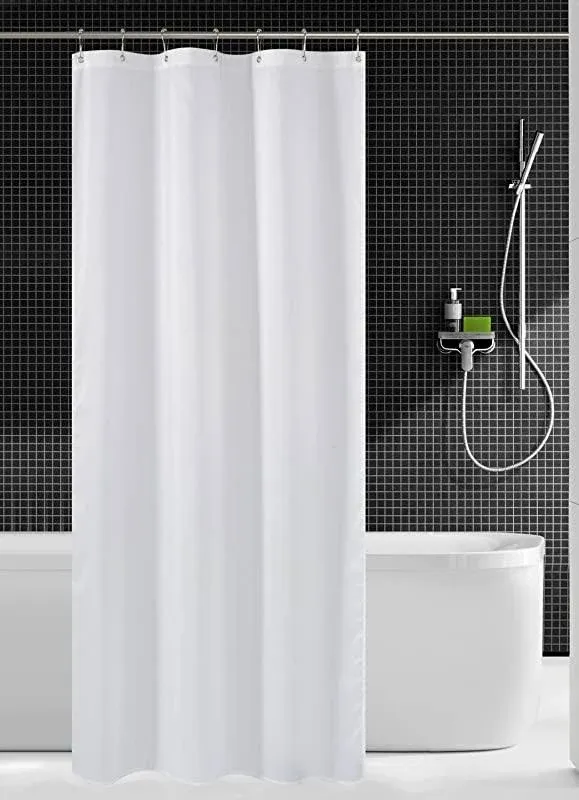 N&Y HOME Short Fabric Shower Curtain Liner 60 inches Long, Hotel Quality, Machine Washable, White Shorter Bathroom Curtains with Grommets, 72x60