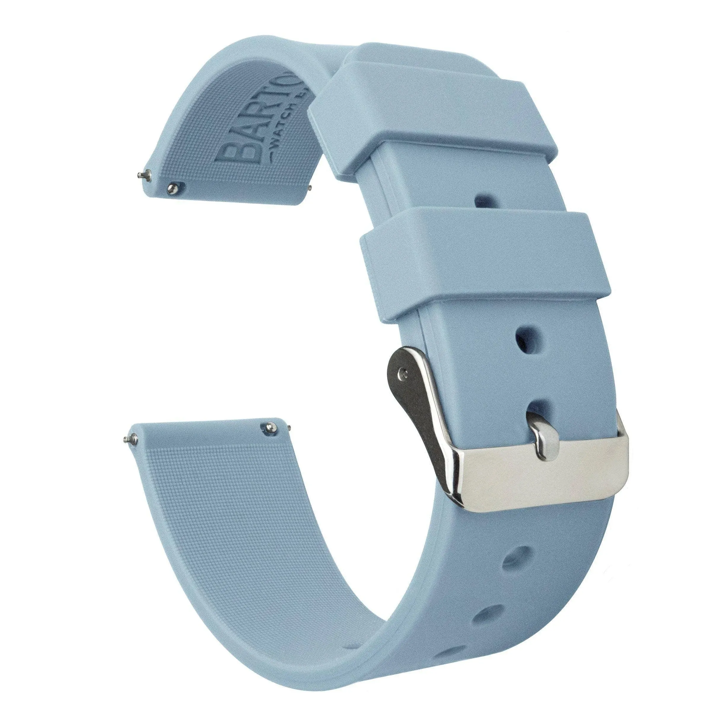 Barton Watch Bands 22mm Soft Blue Soft Silicone Quick Release - Black Buckle