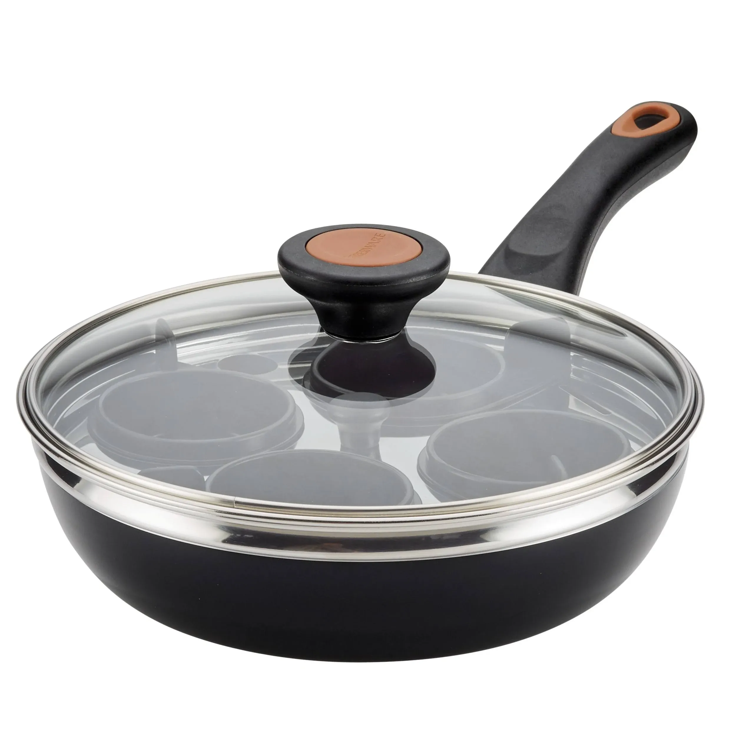 Farberware Black Glide Copper Ceramic 8 inch Nonstick Covered Egg Poacher