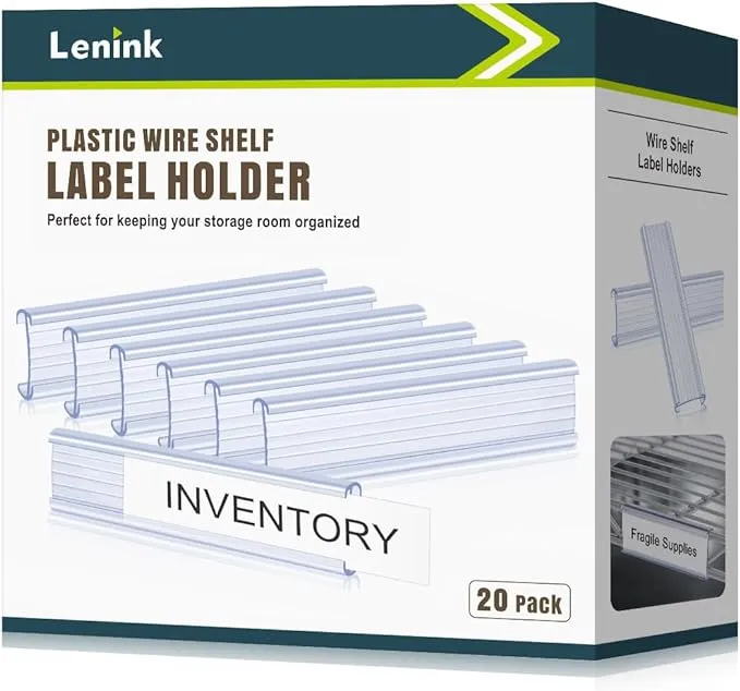 Lenink 20Pcs Wire Shelf Label Holders,Plasti<wbr/>c Wire Rack Label Holder Compatib...