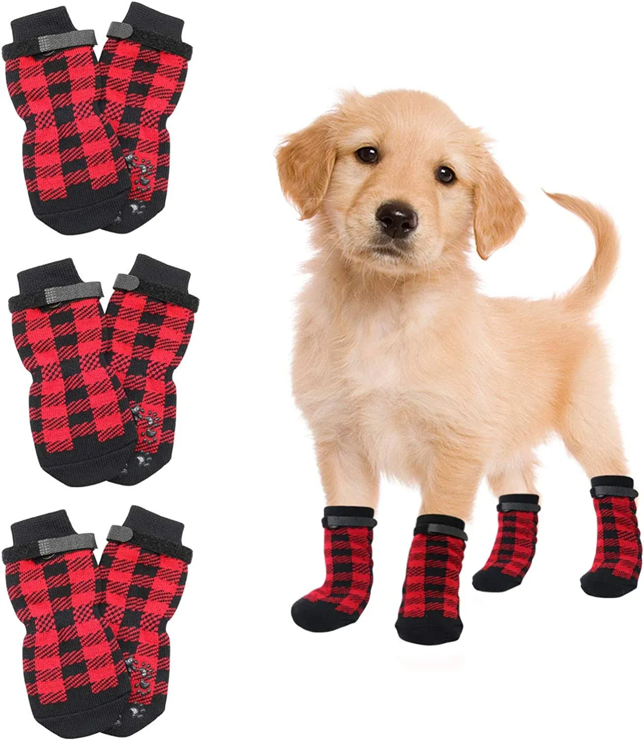 HYLYUN Anti Slip Dog Socks 3 Pairs - Dog Grip Socks with Straps Traction Control ...