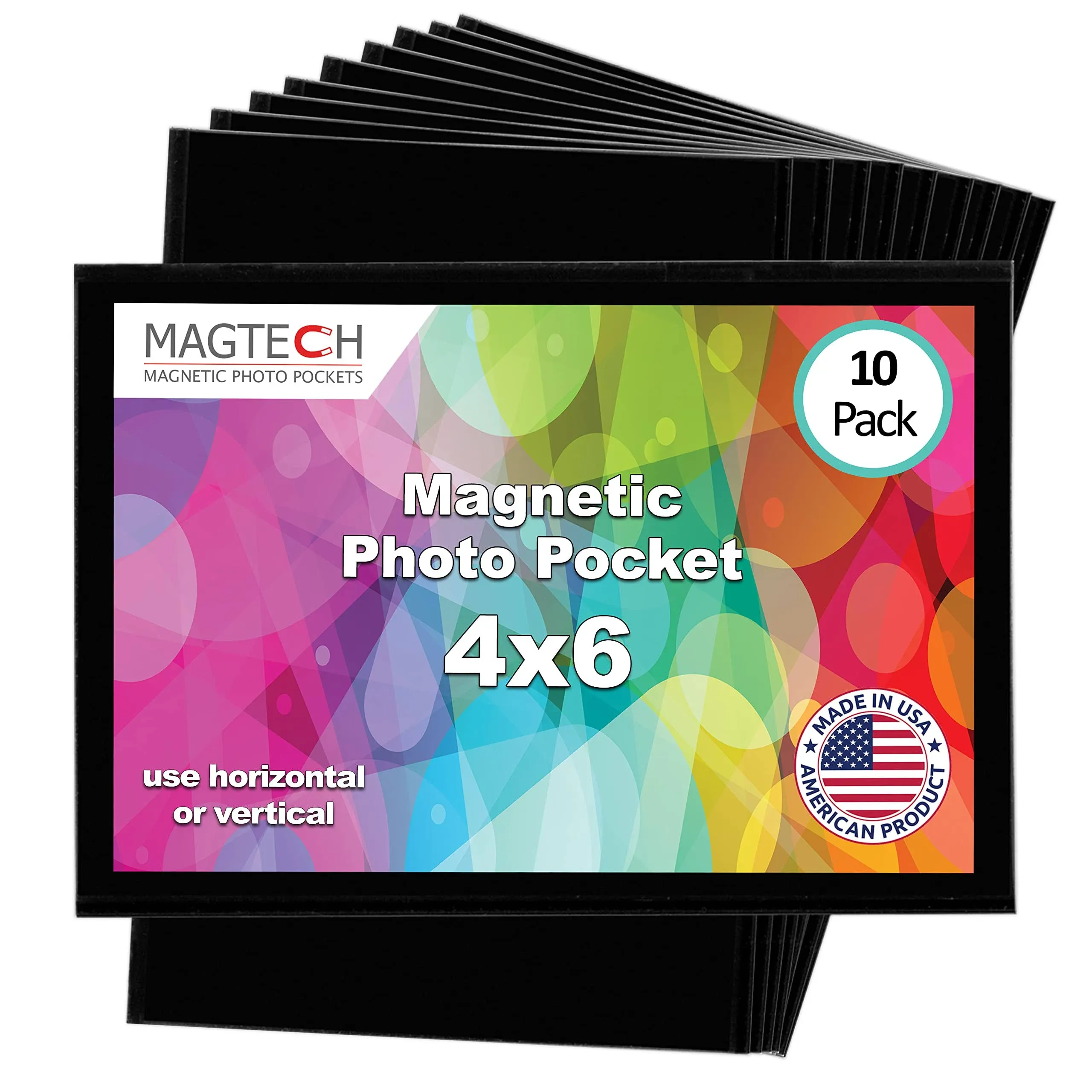  Magnetic Photo Pocket Picture Frame, Holds 4x6 Inch Photos, 4 x 6 Inches Black