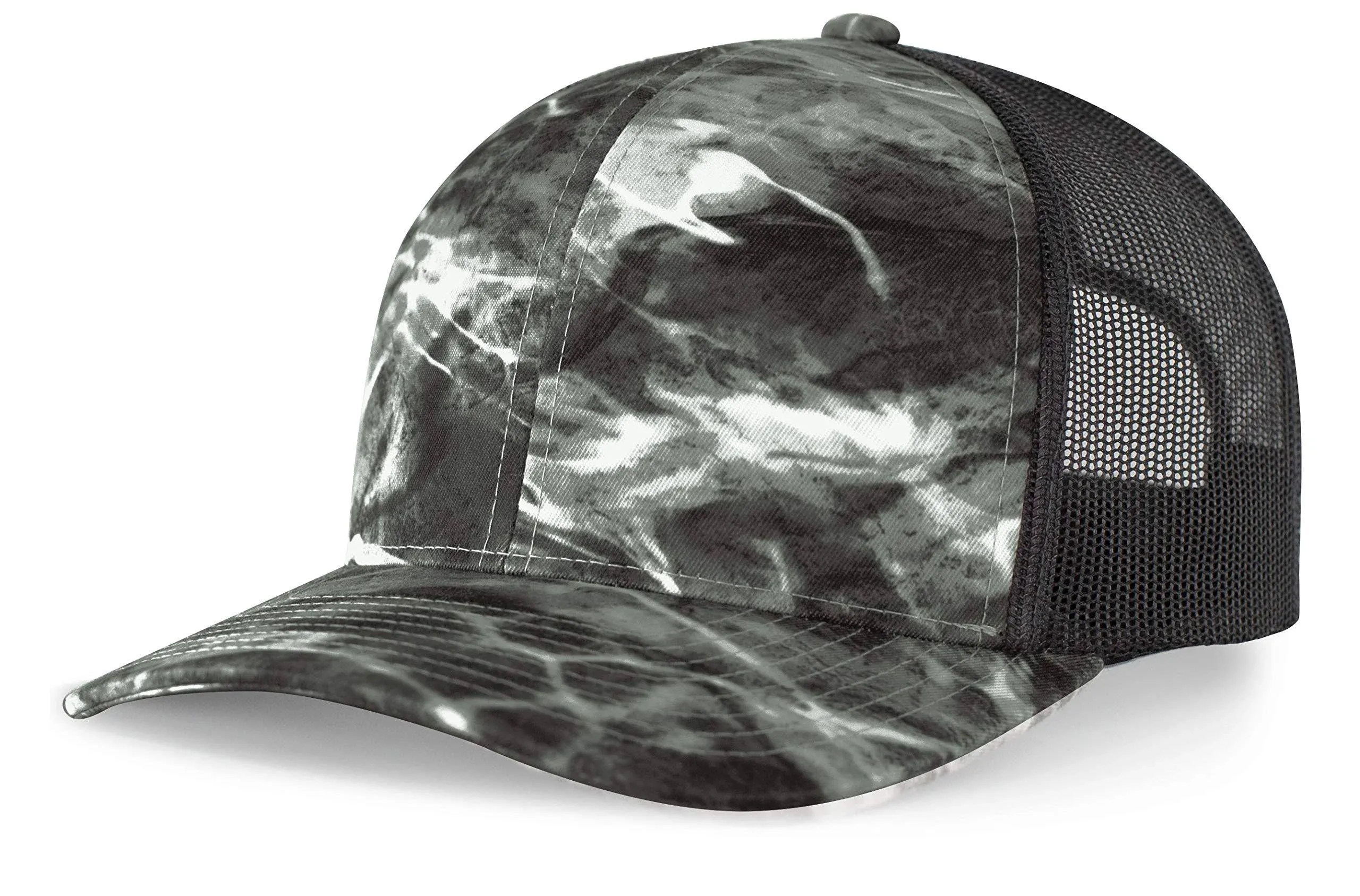 Pacific Headwear 107C Snapback Trucker Hat - Blk Tip/ LT Chrc - Os