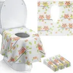 Gimars 20 Packs XL Large Full Cover Disposable Travel Toilet Potty Seat Covers - Individually Wrapped Portable Potty Shields for Adult, The Pregnant, Kids and Toddler Potty Training (Owl Design)