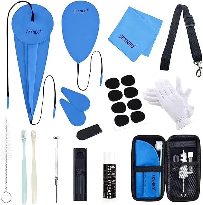 SKYNEO Saxophone Cleaning kit, Clarinet Cleaning Kit with Maintenance Kit,Cork Grease,Swab,Strap,Cleaning Cloth,Thumb Rest,Reed Case,Mouthpiece Brush and MoreSKYNEO Saxophone Cleaning kit, Clarinet Cleaning Kit wit…