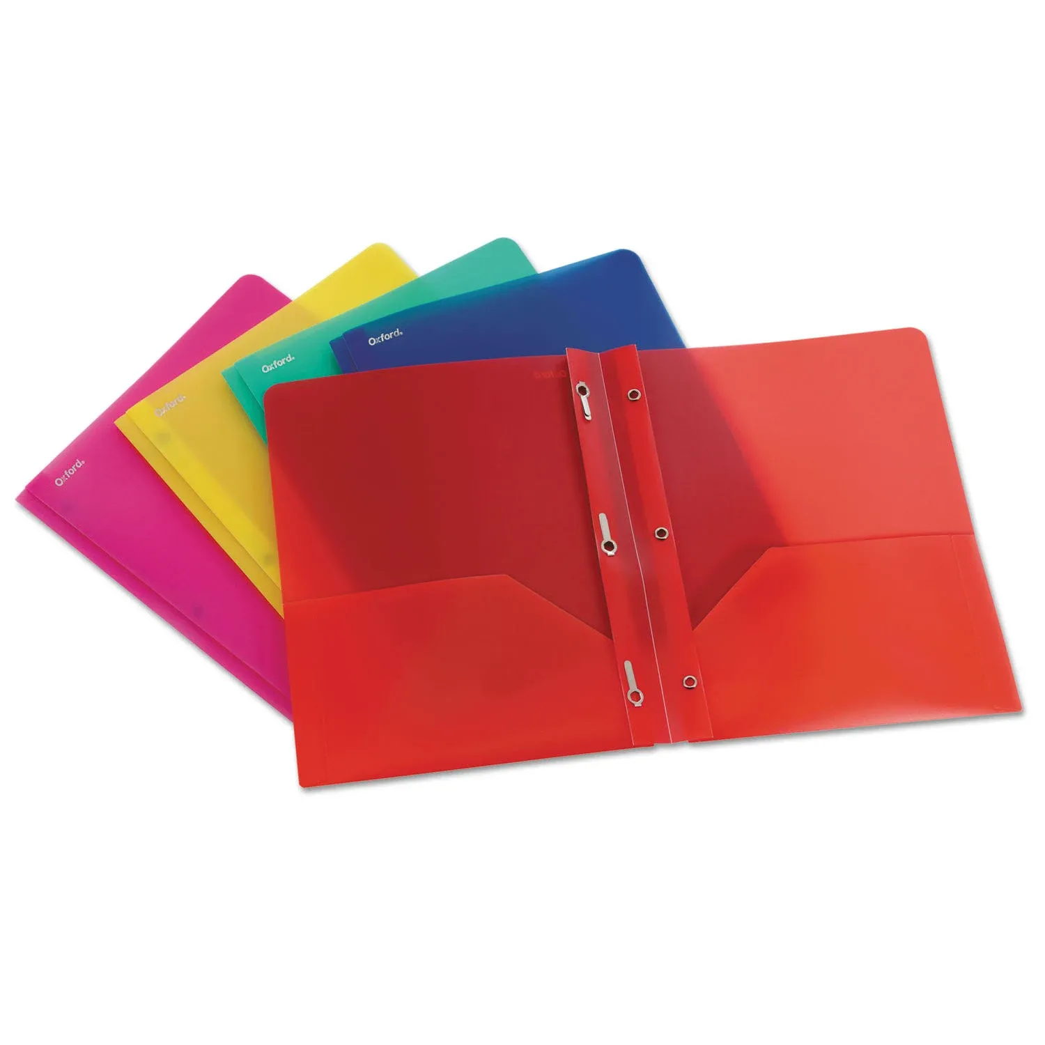 Oxford Translucent Two-Pocket Poly Portfolios, Assorted Colors, Letter Size, 25 per Pack, (99811EE)