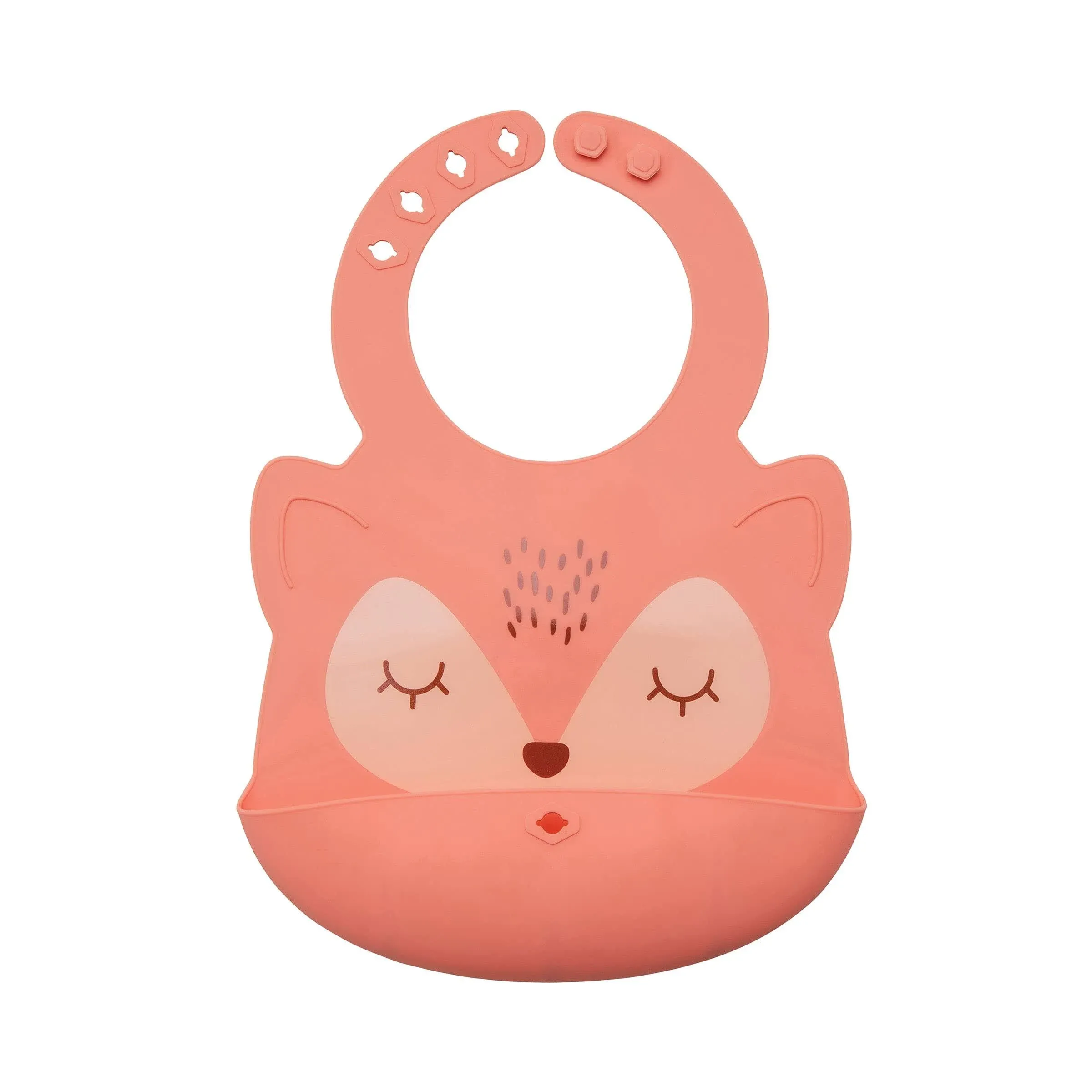 Tiny Twinkle Silicone Roll-Up Bib - Fox Coral