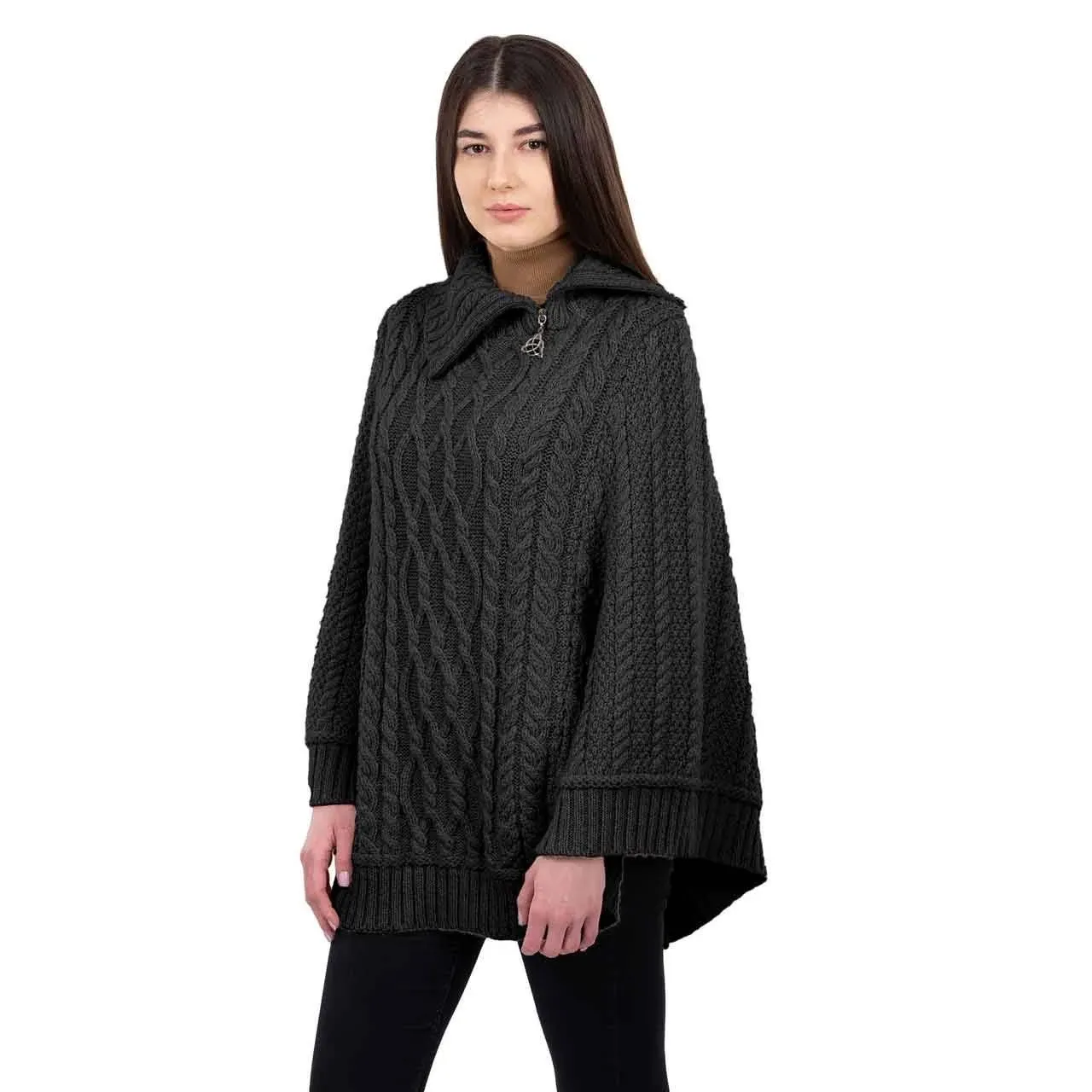 Women's SAOL Cowl Neck Zipper Poncho