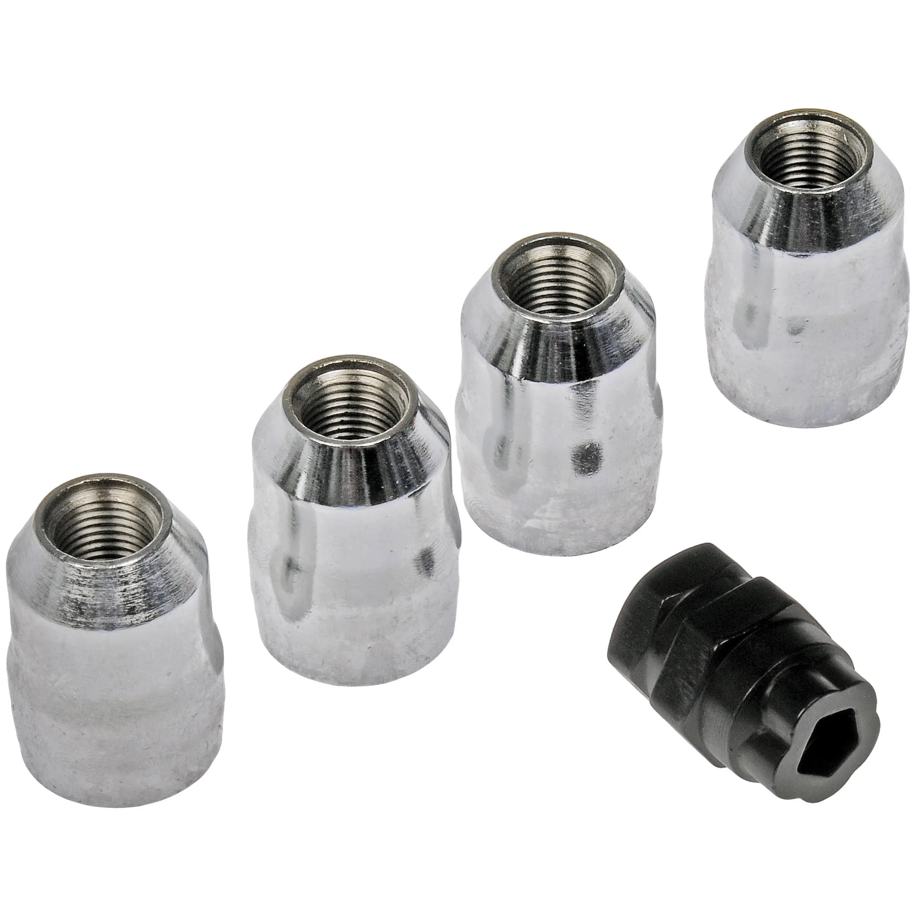 Chrome Acorn Wheel Lug Nut Lock; 1/2-Inch x 20; Set of 4 (79-14 Mustang)