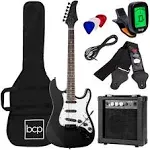 Best Choice Products 39in Full Size Beginner Electric Guitar Starter Kit w/ Case Strap 10W Amp Tremolo Bar - Black