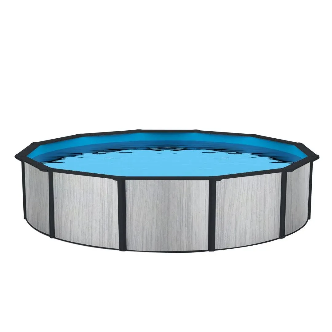 Blue Wave Savannah 18-ft Round 52-in Deep Hybrid Pool Package with 8-in Top Rail