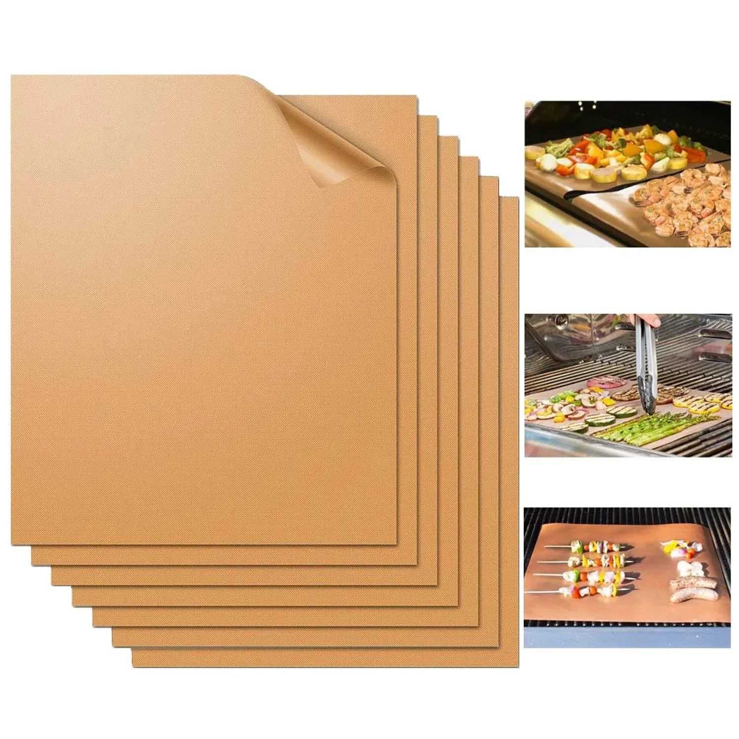 Grill Mat Set Of 7100% Nonstick Bbq Grill Mats Heavy Duty Reusable And Easy To C