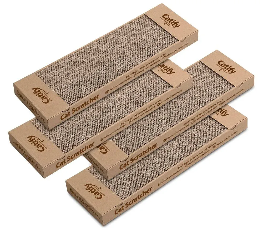 Best Pet Supplies, Catify Cat Scratcher Pad with Catnip Narrow 4 Pack