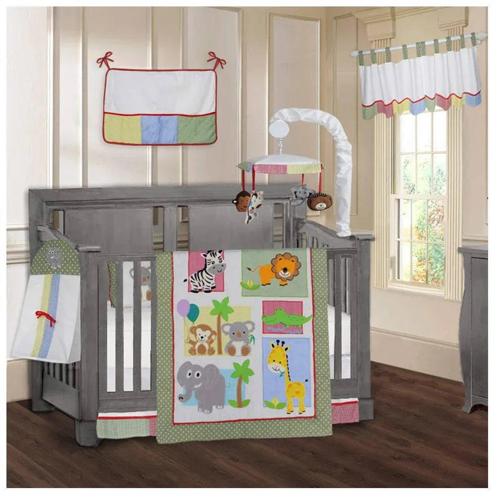 BabyFad Safari Jungle Animals for Boys and Girls 9 Piece Baby Crib Bedding set