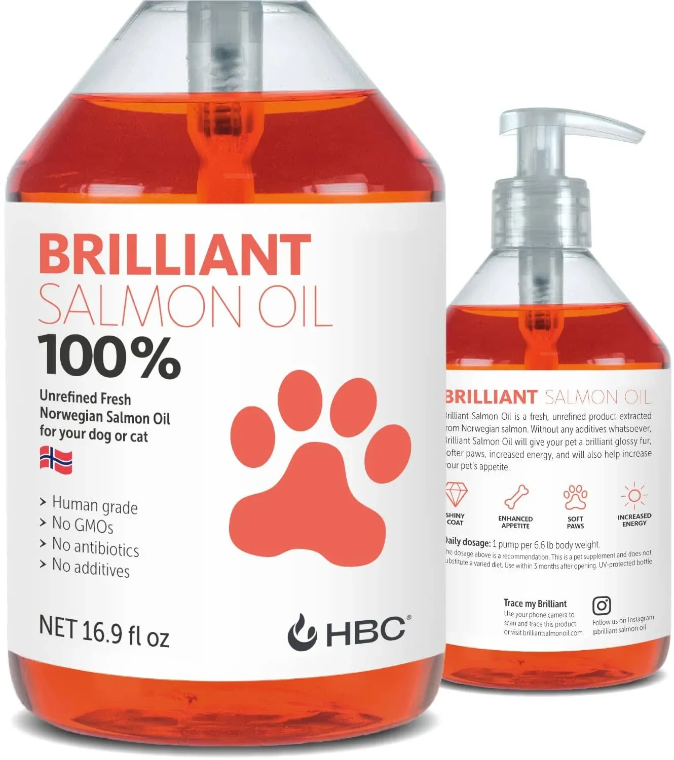 Brilliant Salmon Oil for Dogs, Cats & Puppies | Omega 3 Fish Oil Liquid ...