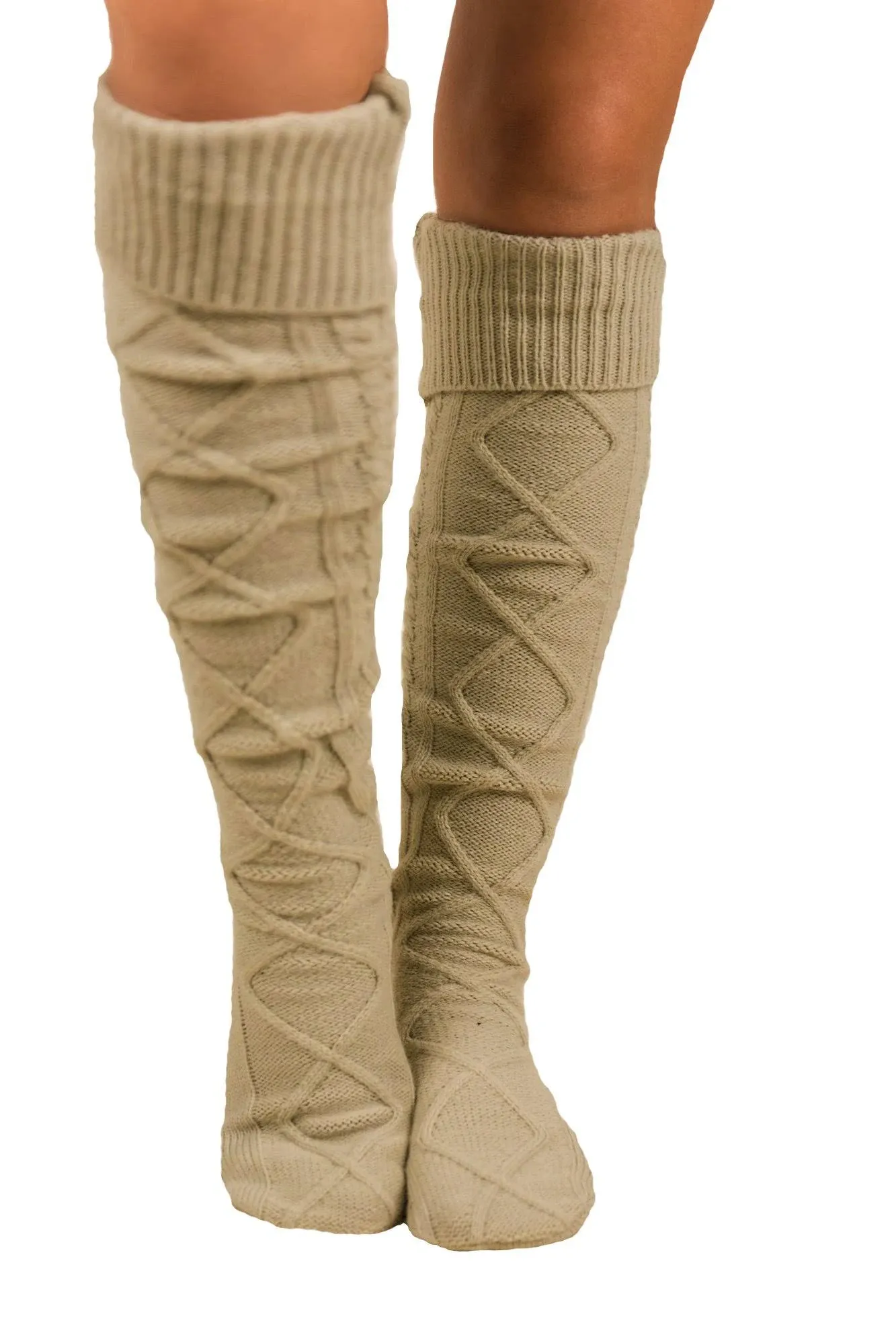 Floral Find Women's Cable Knit Knee-High Winter Boot Socks Extra Long Thigh Leg Warmers Stocking