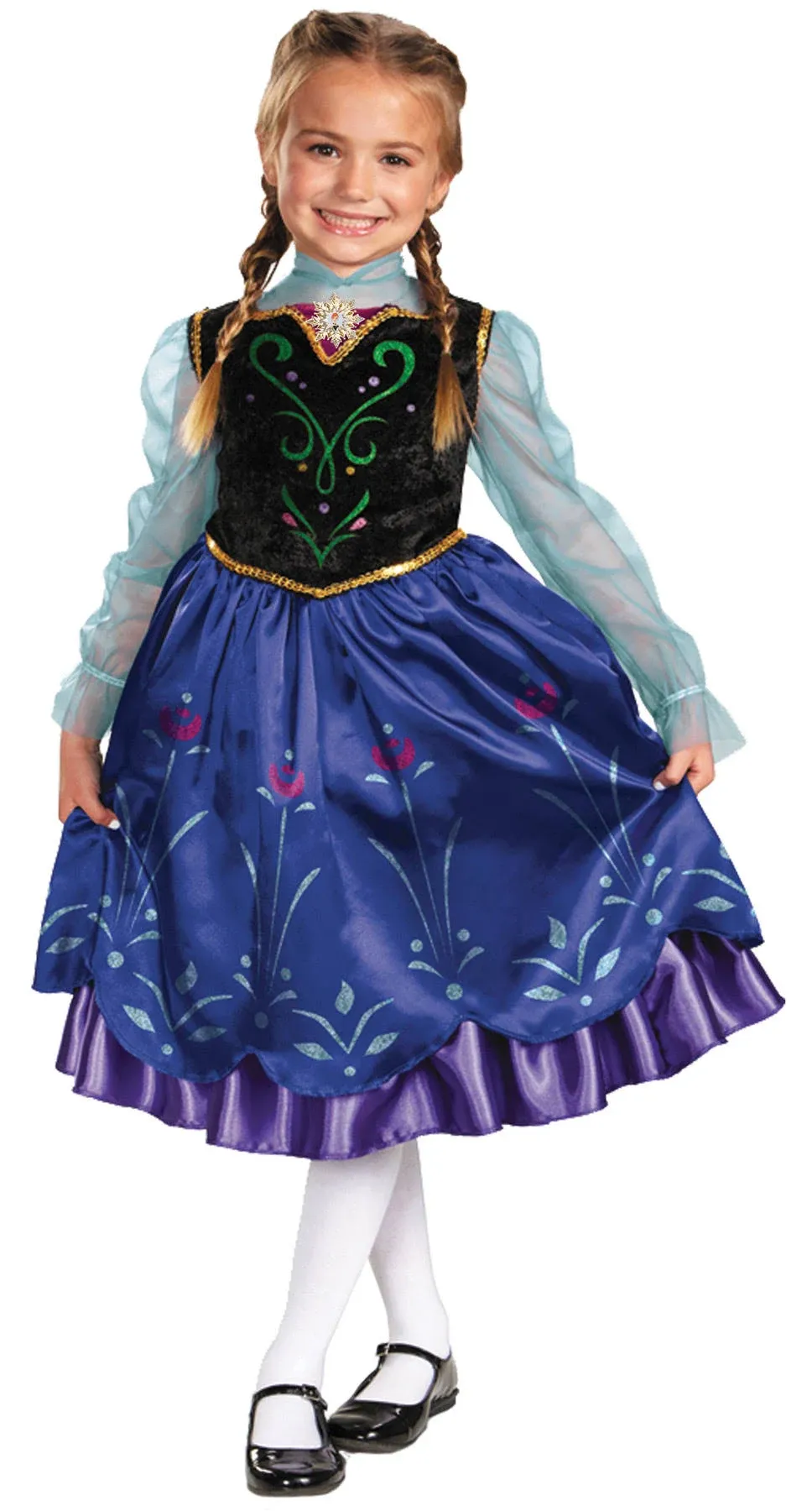 Disguise Girl's Disney Frozen Anna Costume, Blue/Purple, M